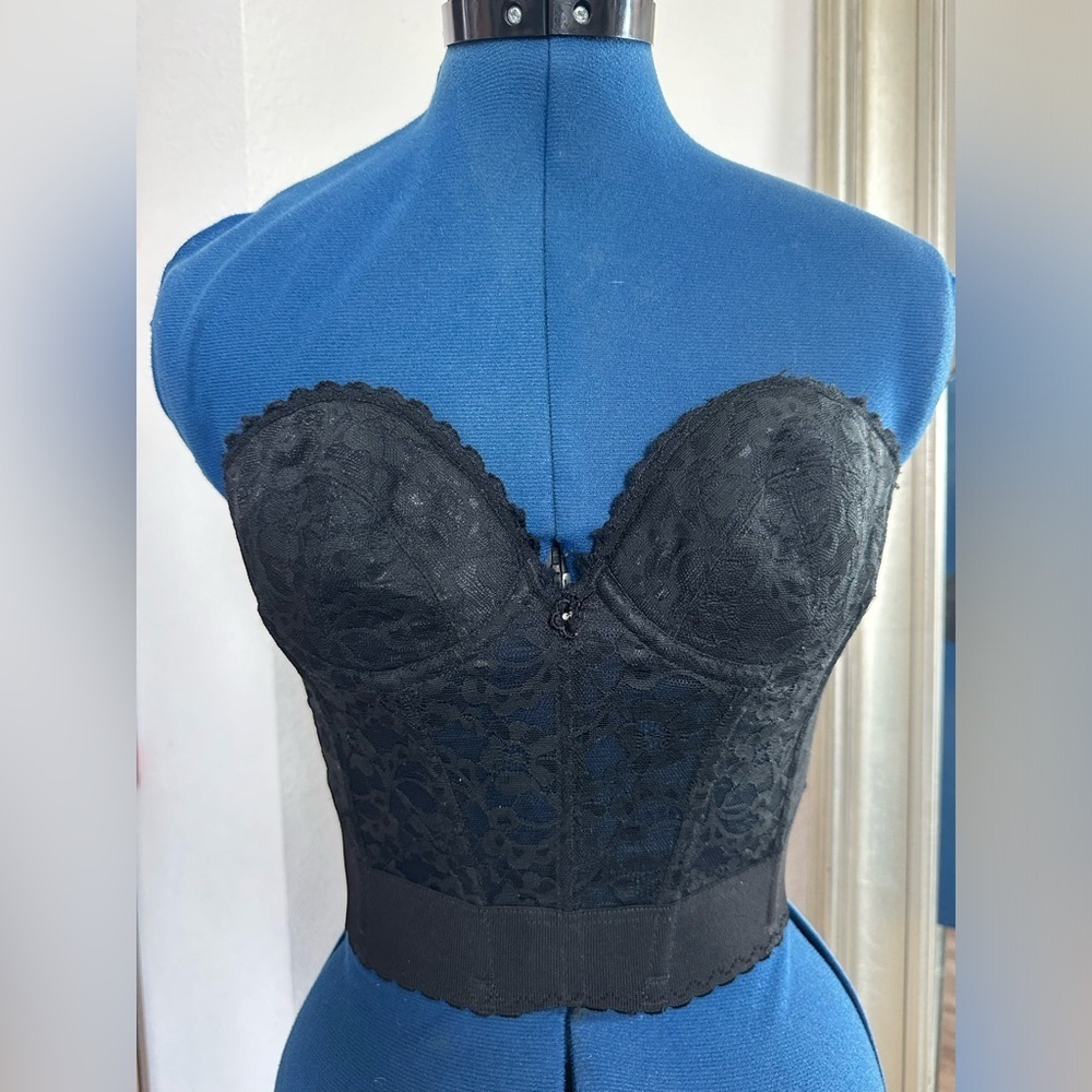 Vintage 80s 90s Frederick's of Hollywood Strapless Lace Corset Top Size 34B